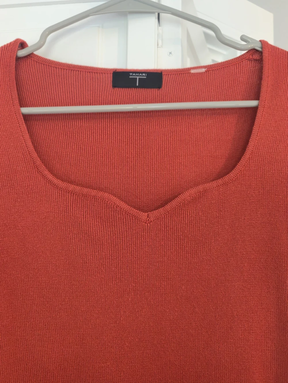 Tahari Coral-Red V-Neck